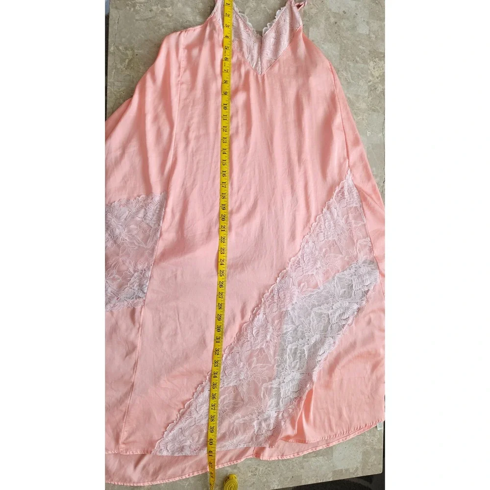 Intimately Free People Coral Pink Lace Maxi Slip Dress XS Boho Lingerie Style‎